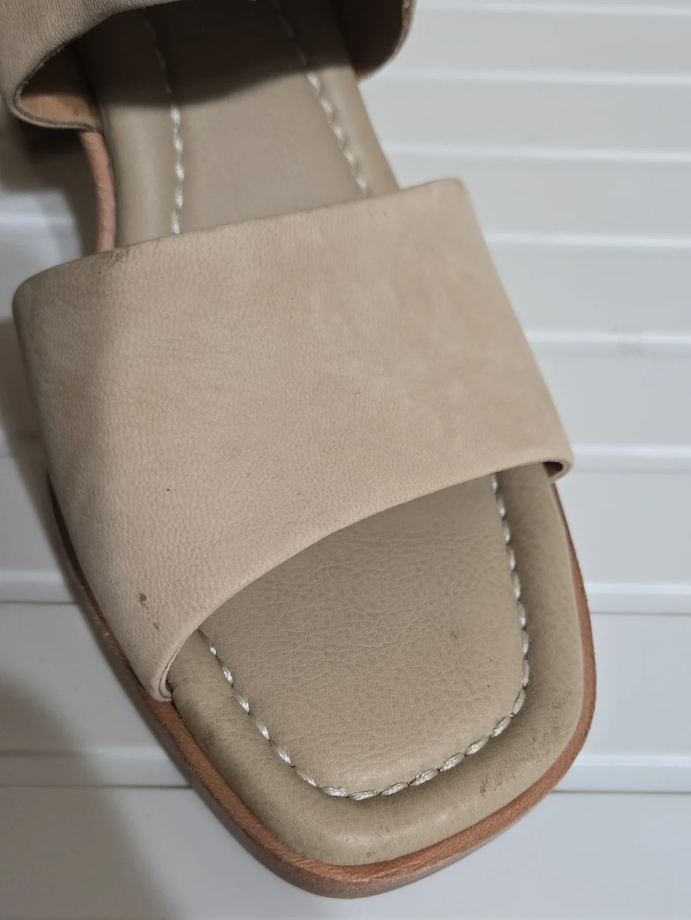 Beige Open-Toe Block Heel Sandal